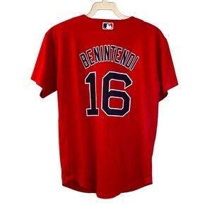 Majestic Red Sox Jersey BENINTENDI MLB  Red Short Sleeve Button Up Youth M 10/12